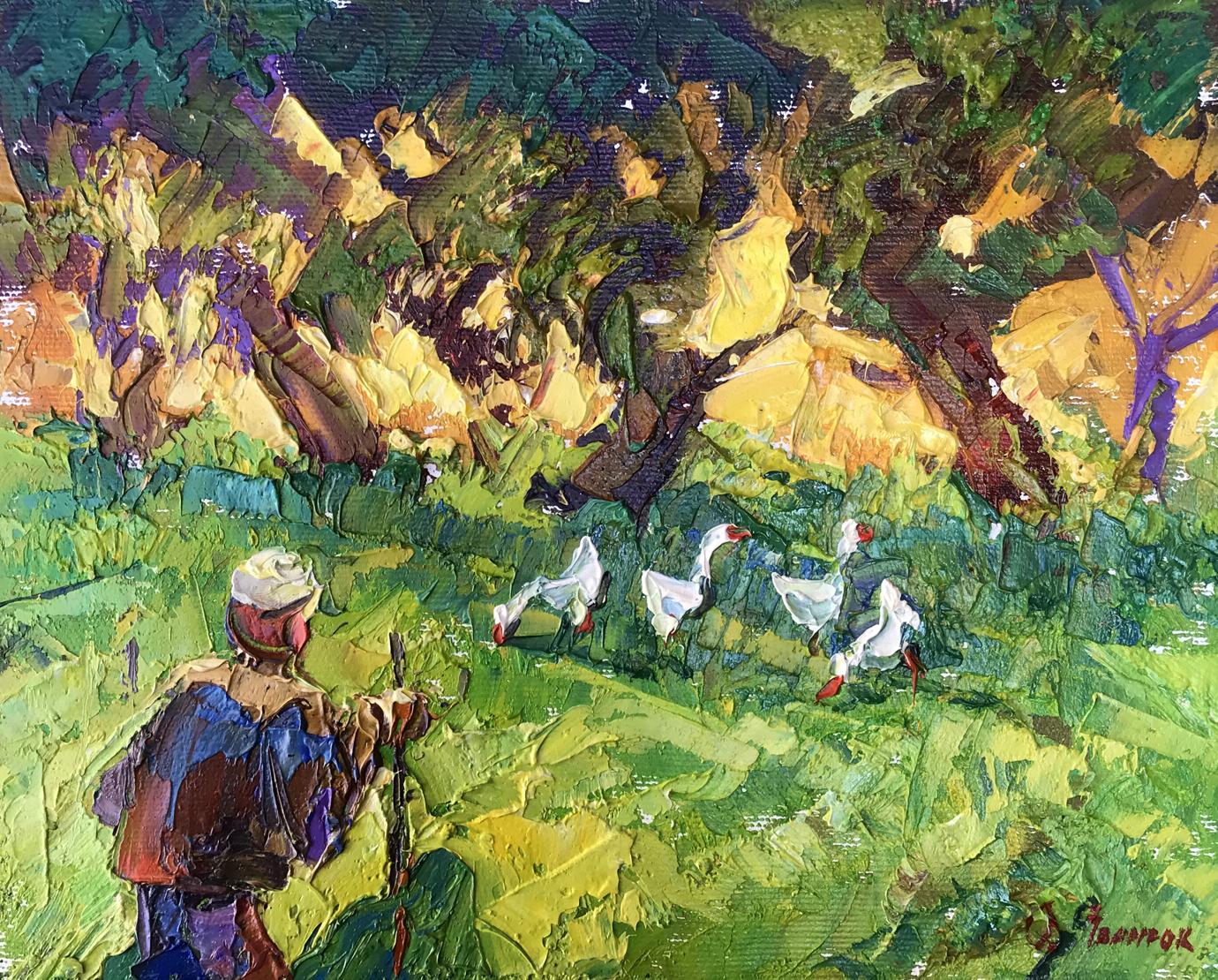 Oil painting In the shade of the garden