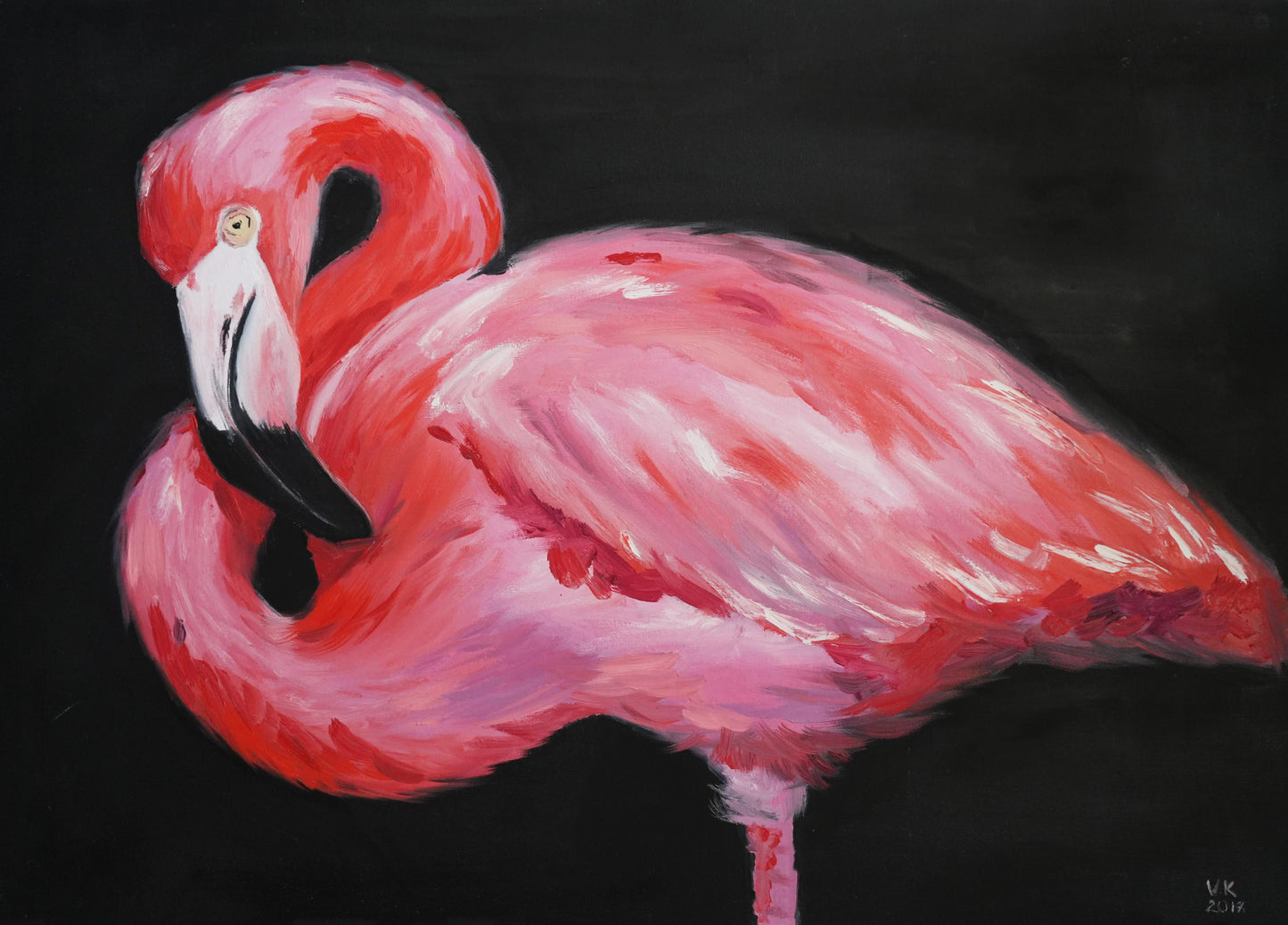 Oil painting Pink flamingo Victoria Kagalovska