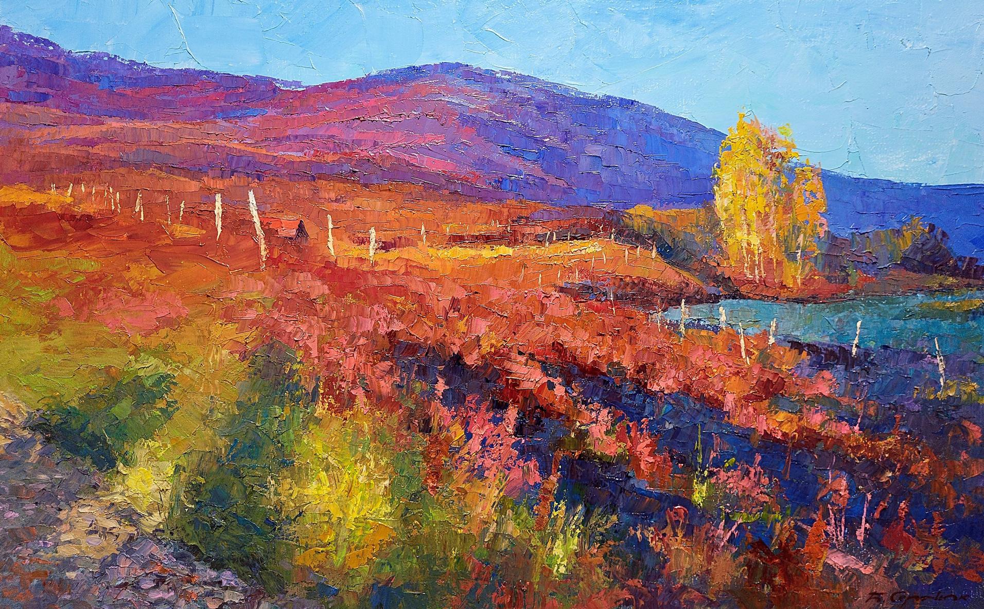 Oil painting Autumn Transcarpathia Boris Serdyuk