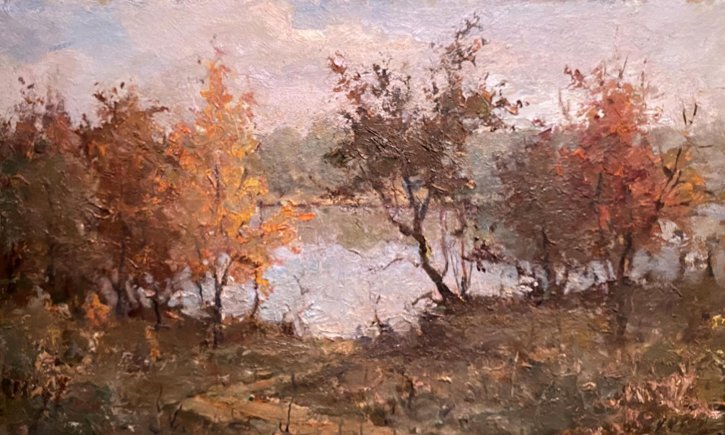 Oil painting Autumn lake Unknown artist