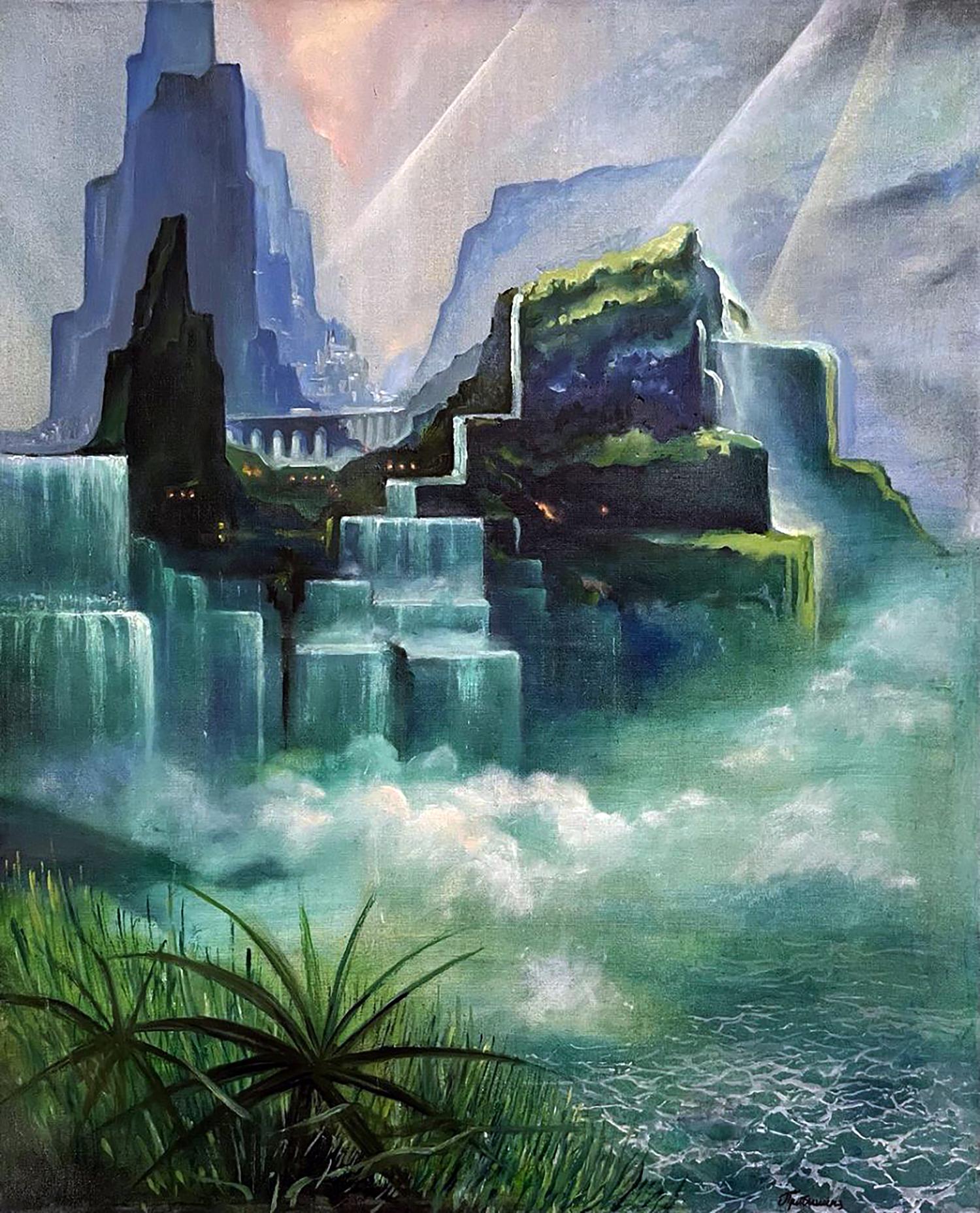 Oil painting Valley of waterfalls Serhii Prybyshenya