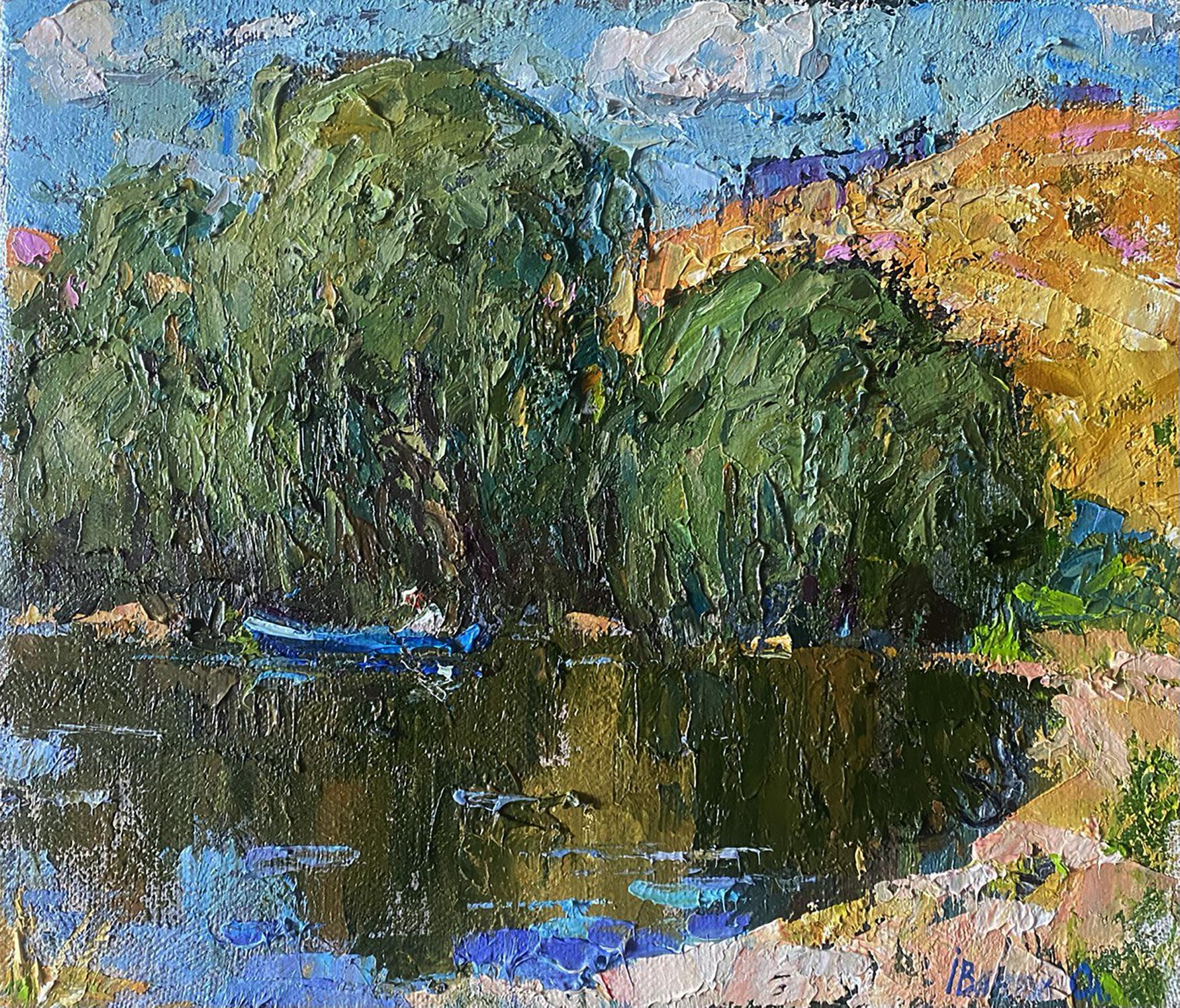 Oil painting In a boat on the lake Oleksiy Ivanyuk