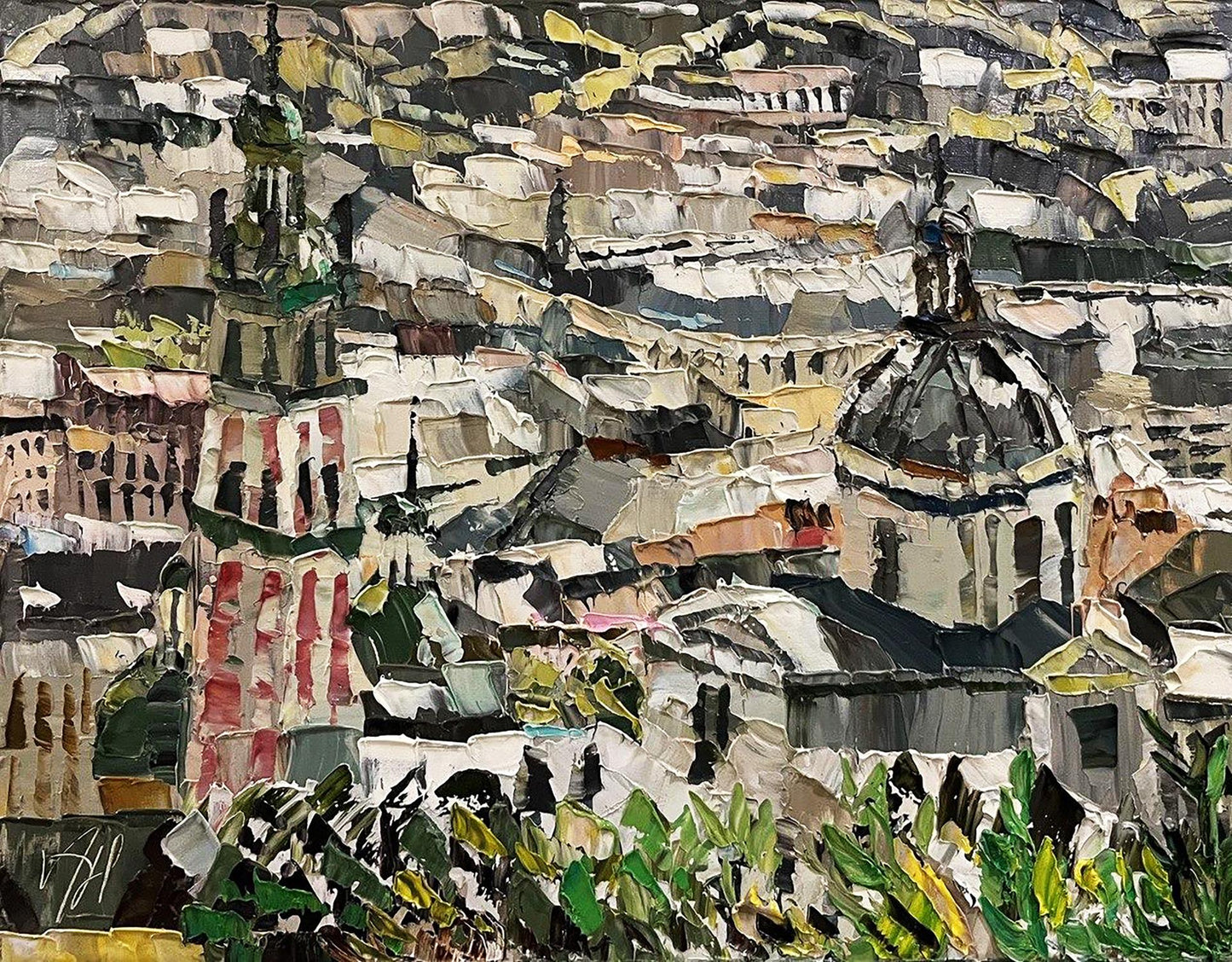 Oil painting Roofs of the city Horishnyi N.A.