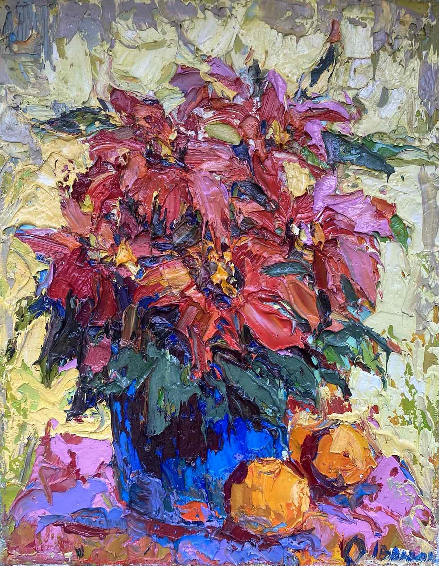 Oil painting Christmas flower