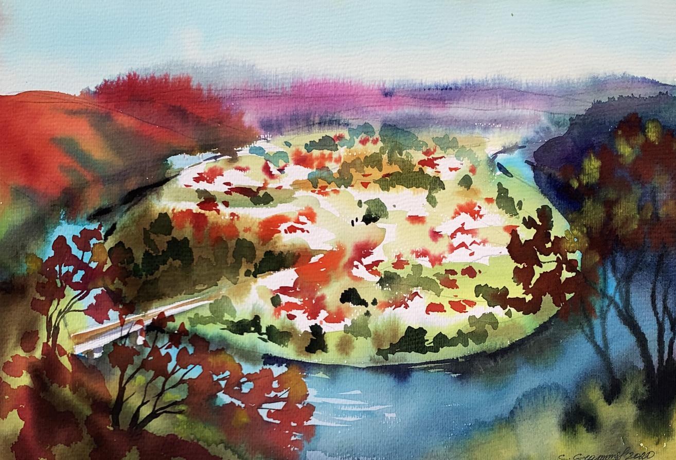 Watercolor painting View of the Reserve Svetlana Gramm