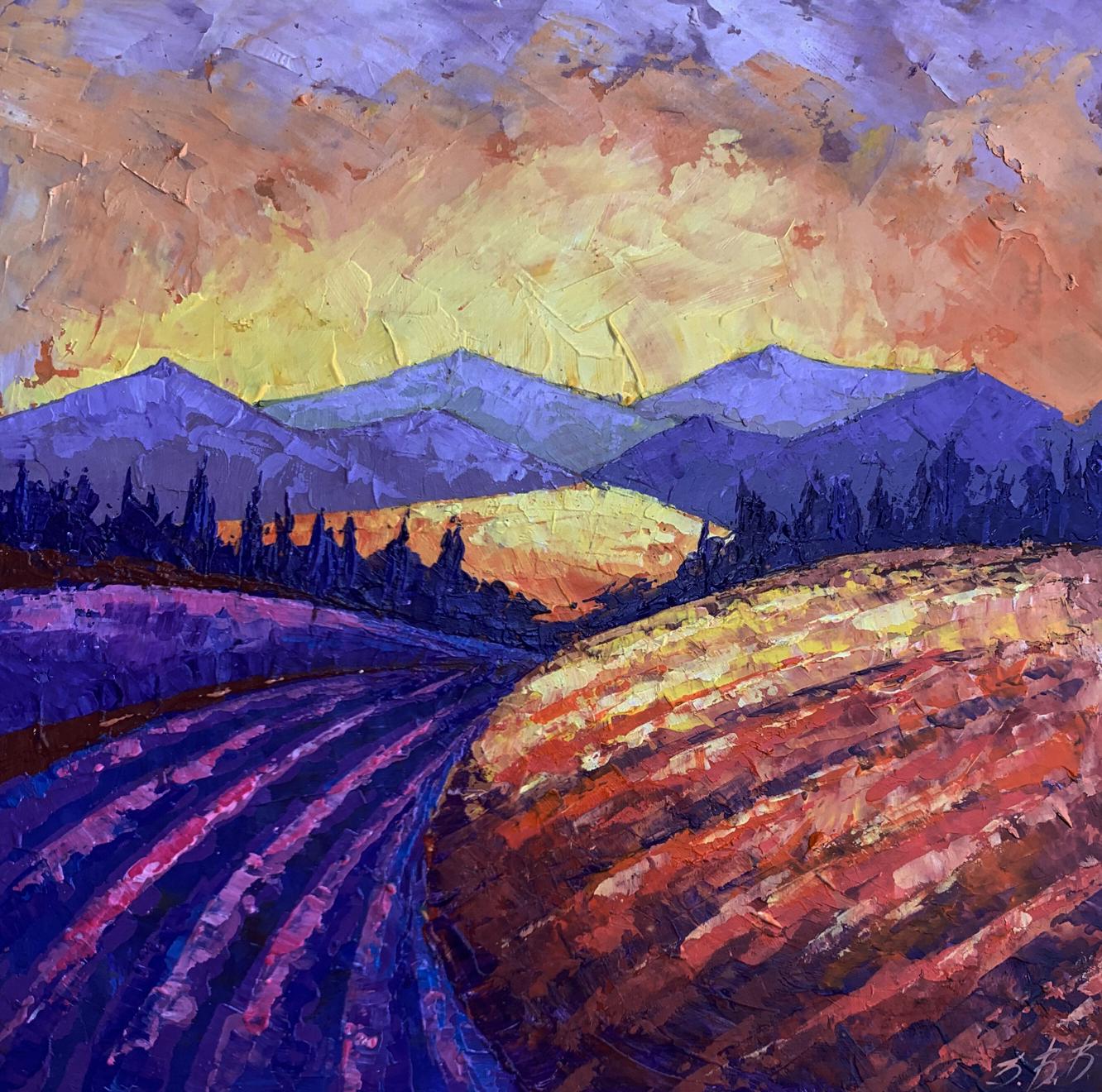 Oil painting Mountain Sunset V. Zadorozhnya