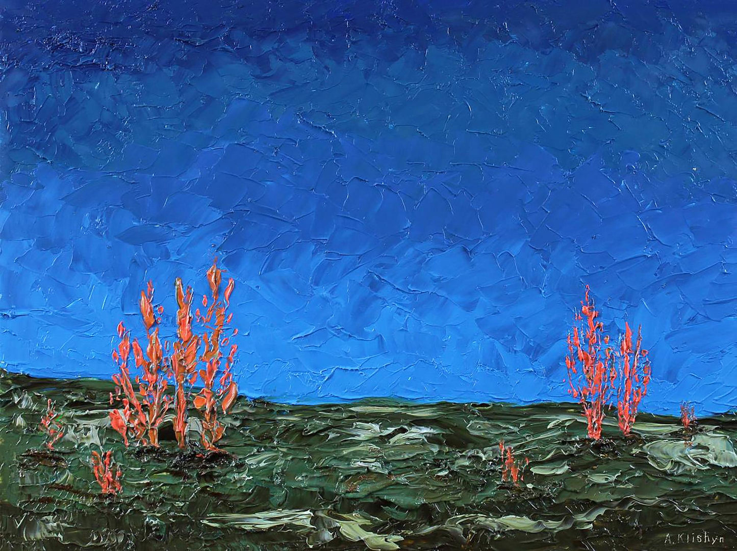 Oil painting Landscape of orange algae Andriy Klishyn