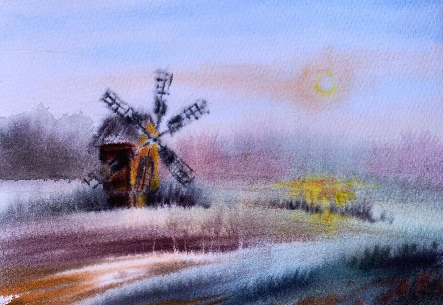 Pastel painting Mill on the outskirts Svetlana Gramm