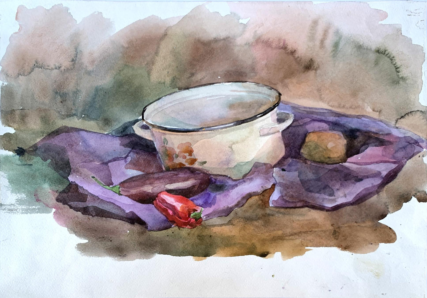 Watercolor painting Start cooking Unknown artist