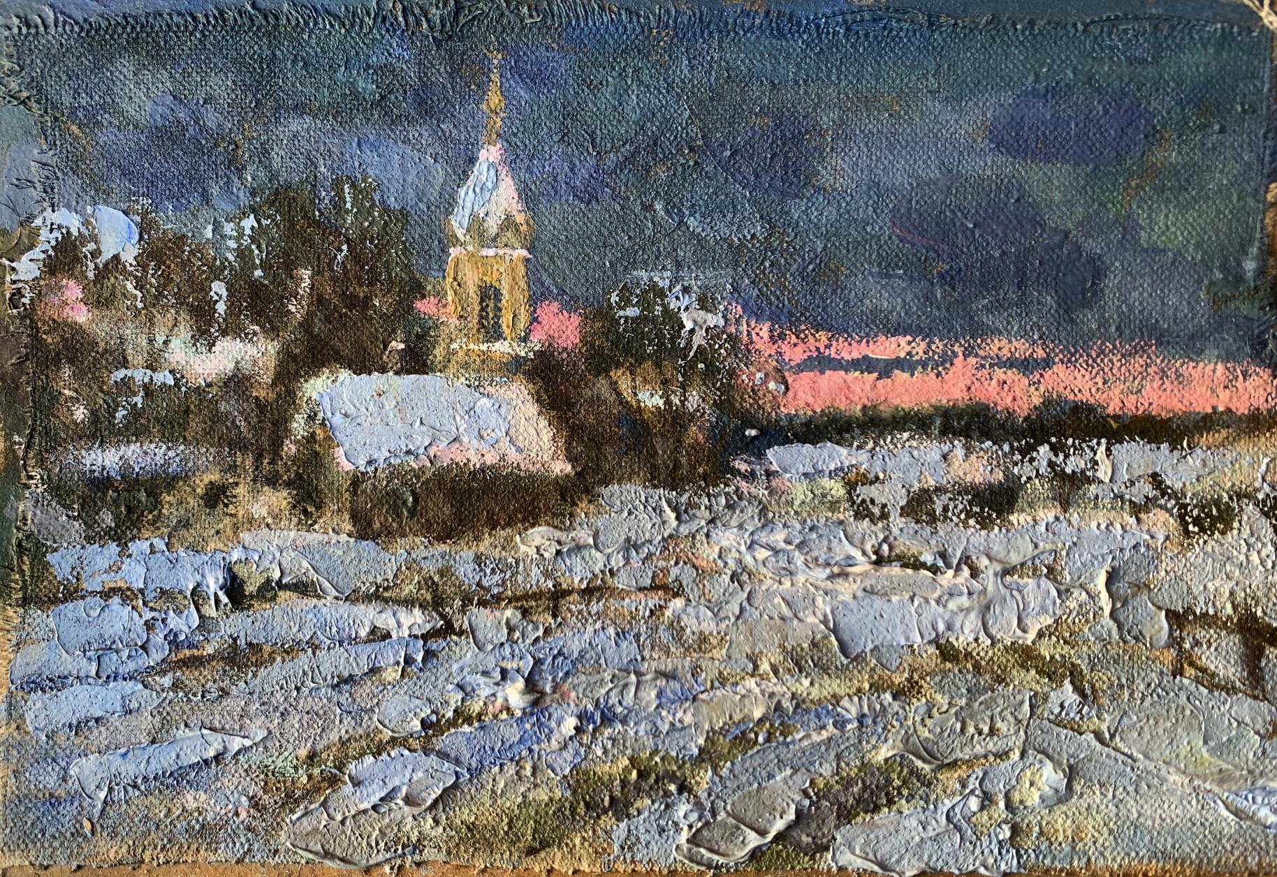 Oil painting Gentle winter sunset Leonid Maistrenko