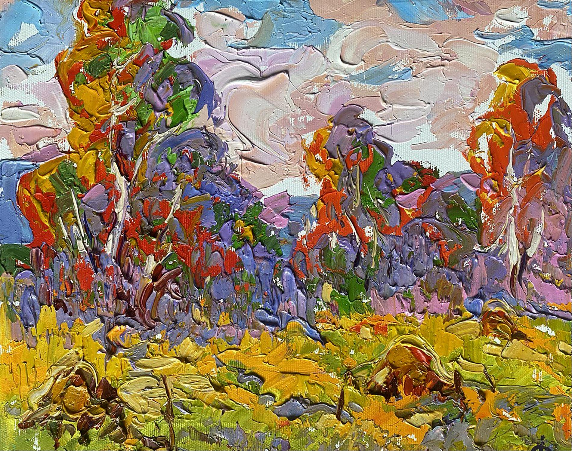 Oil painting Colorful autumn