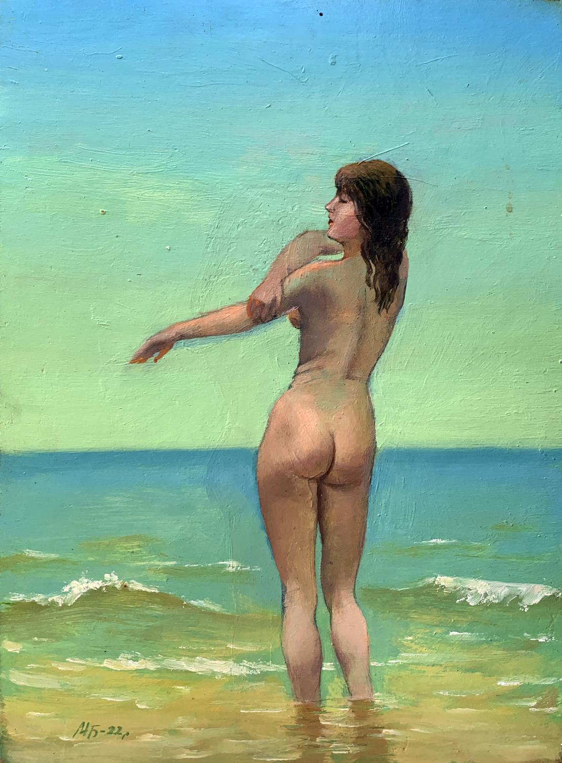 Oil painting Girl on the beach Mykhailo Burdylo