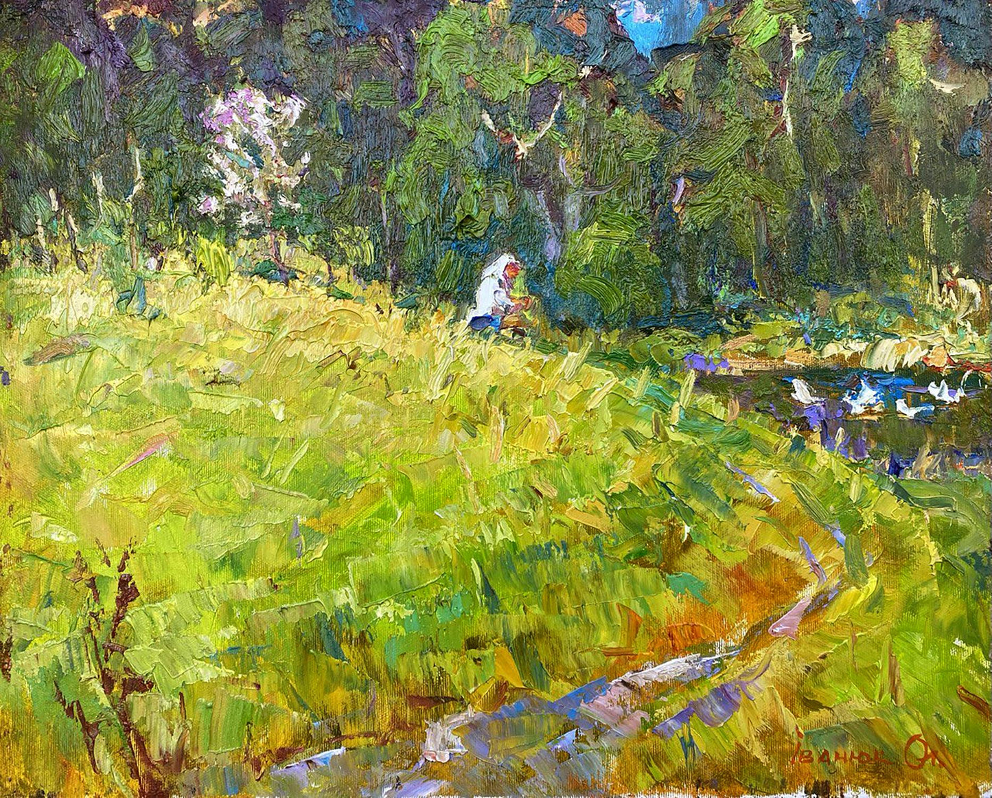 Oil painting By the pond Alex Kalenyuk