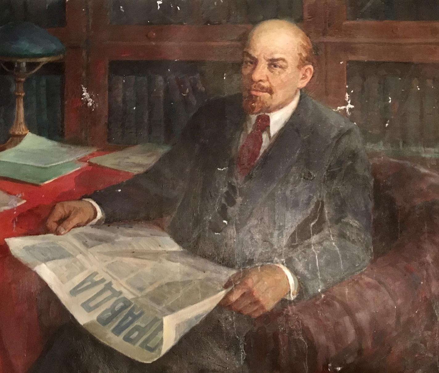 Oil painting Lenin with a newspaper Fedor Zagorodnyuk