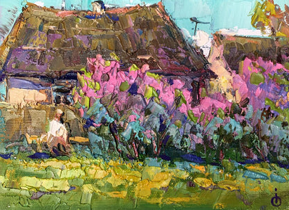 Oil painting Blooming garden Oksana Ivanyuk