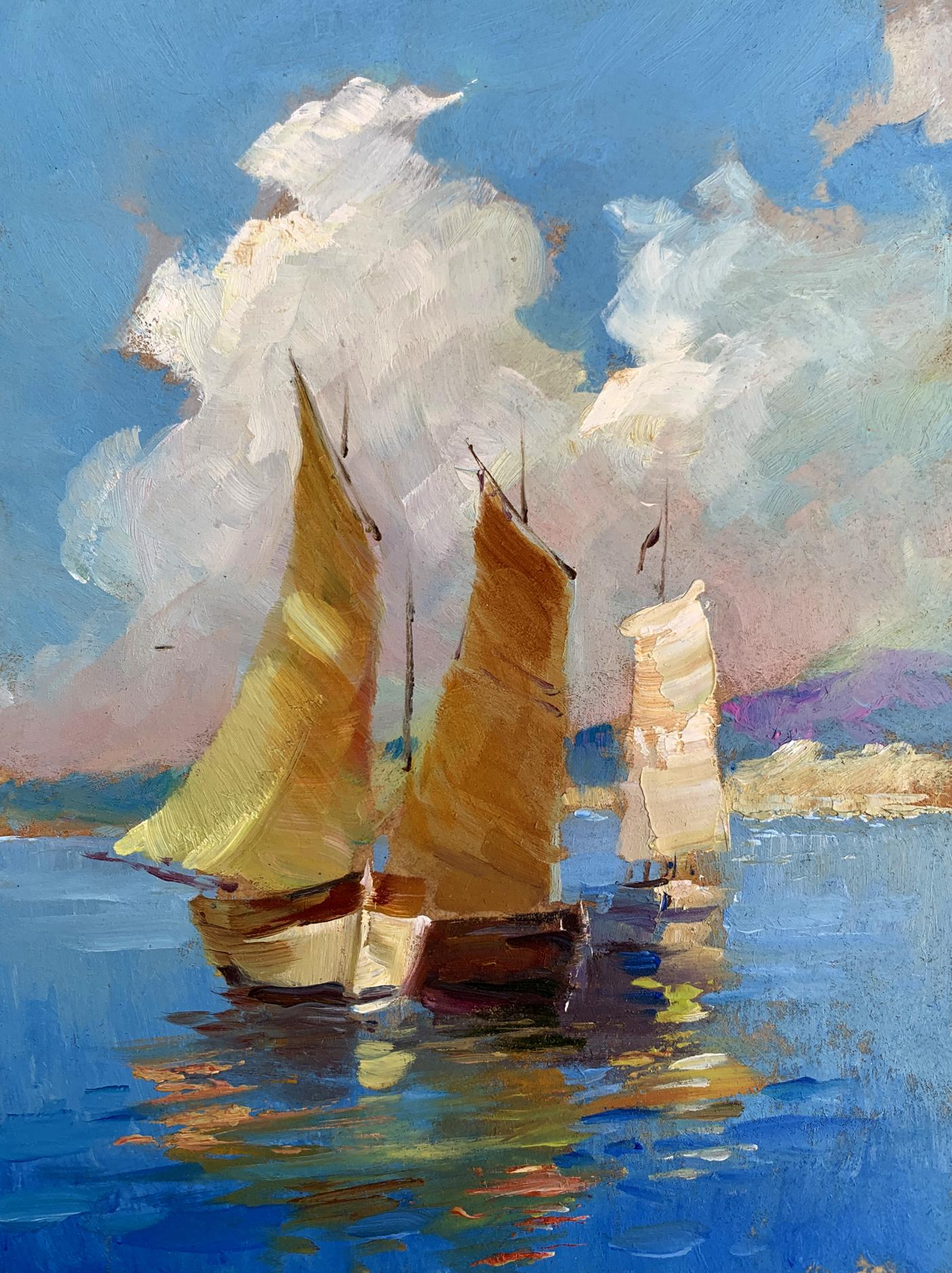 OIl painting There is a sailboat at sea Yuriy Suprunchuk