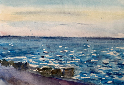 Watercolor painting With a view of the sea Unknown artist