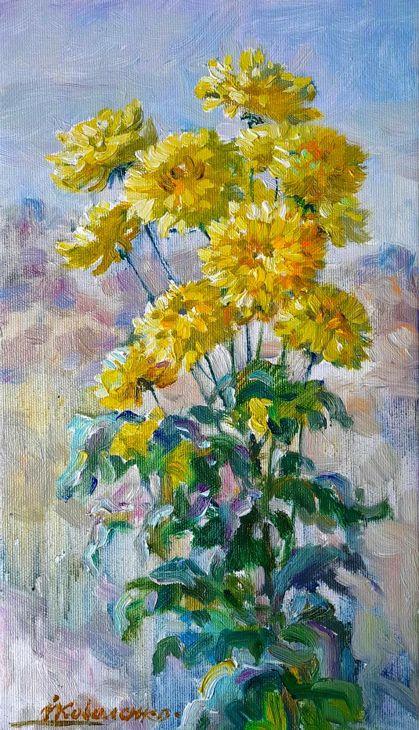 Oil painting Yellow flowers Ivan Kovalenko