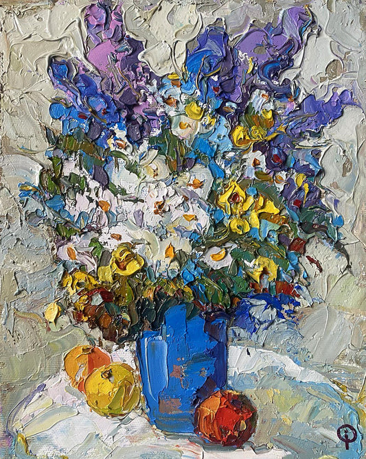 Oil painting Flowers on the table Oksana Ivanyuk