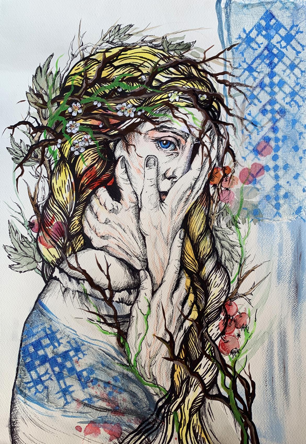 Watercolor painting Suffering Olga Ponomaryva