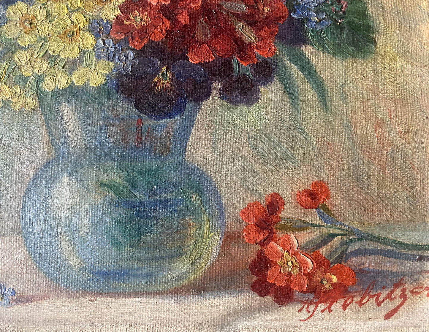 Oil painting Wildflowers European artist