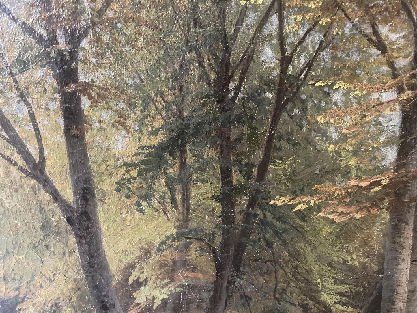 Oil painting Forest park European artist