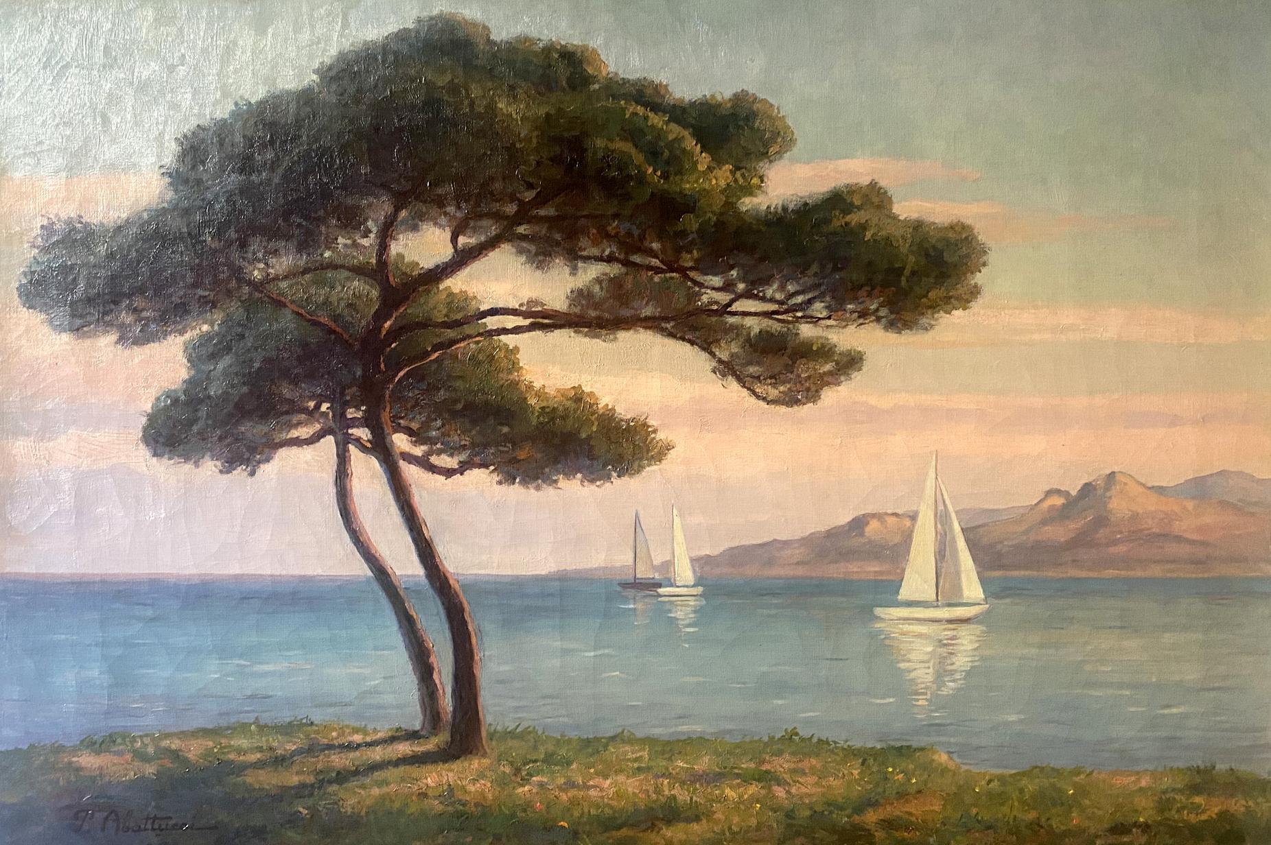Oil painting Holidays on sailboats Abattucci