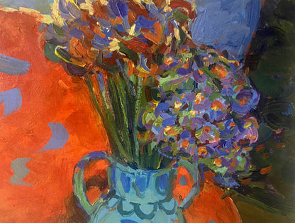 Oil painting Book and flowers Samchuk Vasily Alexandrovich