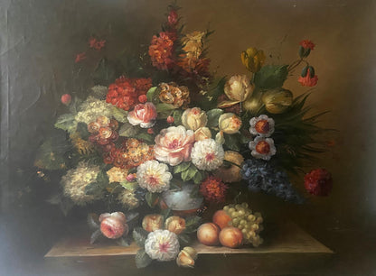 Oil painting Flowers and fruits European artist