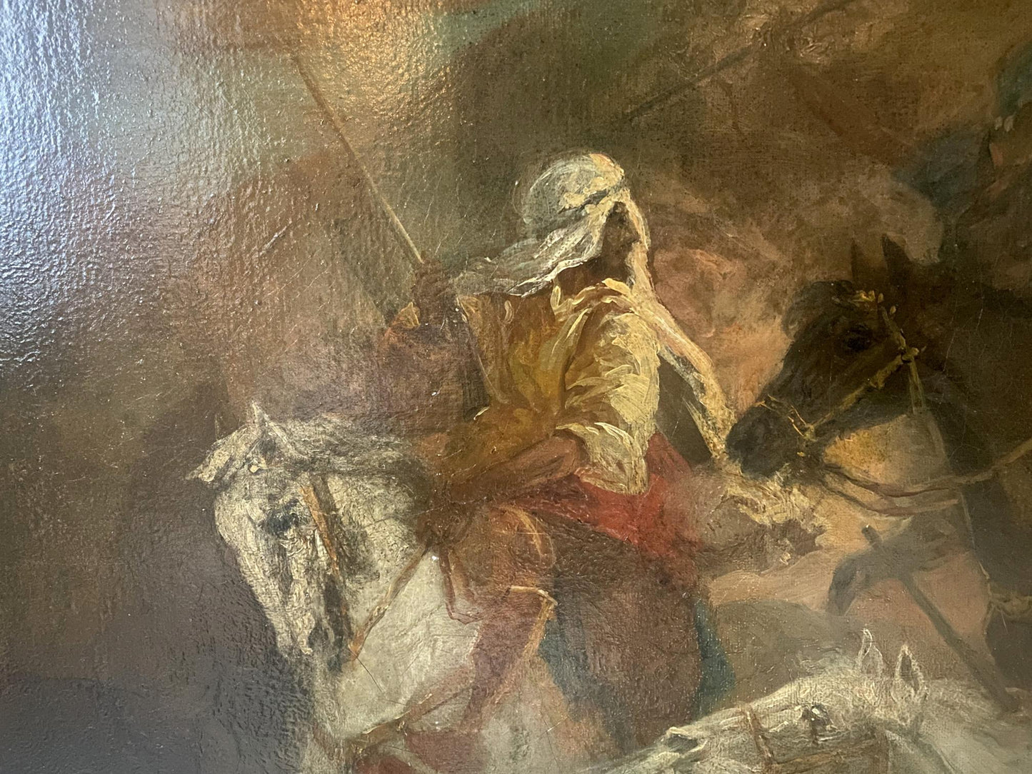Oil painting Riders in the desert European artist