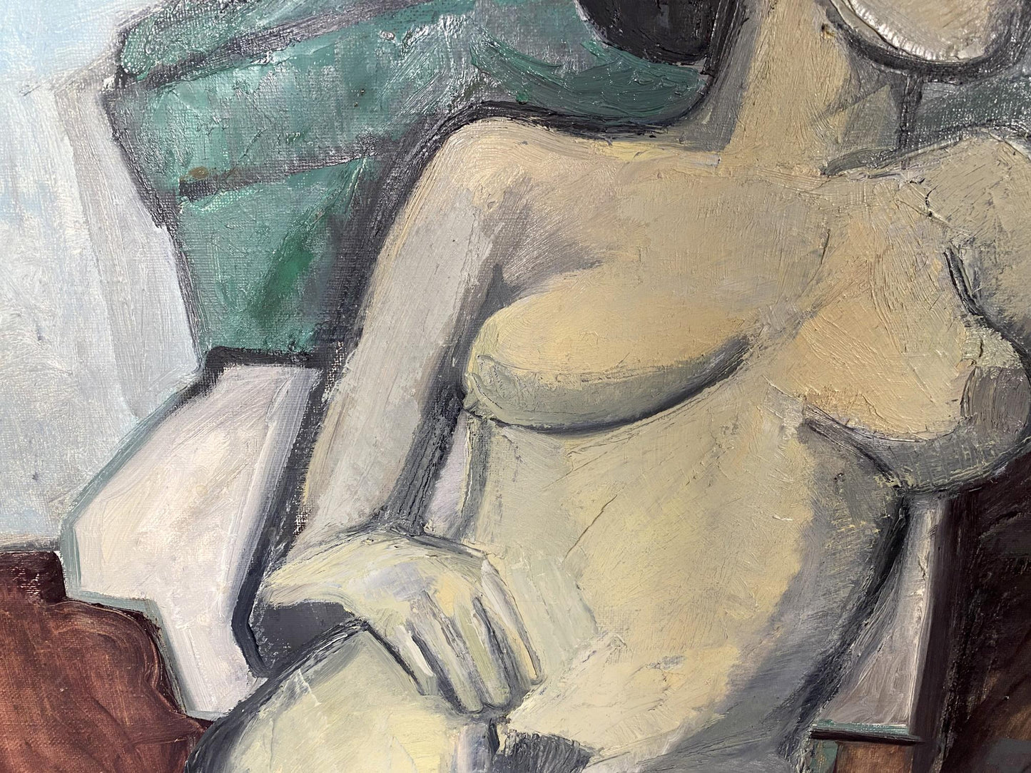 Oil painting Portrait of a naked girl Stanislav Ivanovich Sychov