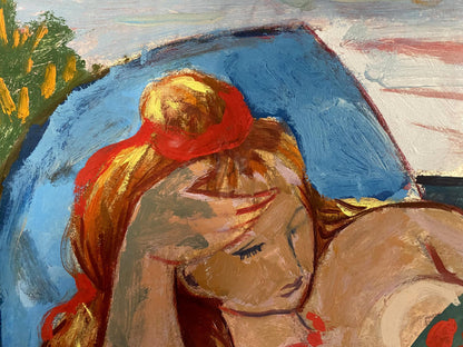 Oil painting Girl on the beach Stanislav Ivanovich Sychov