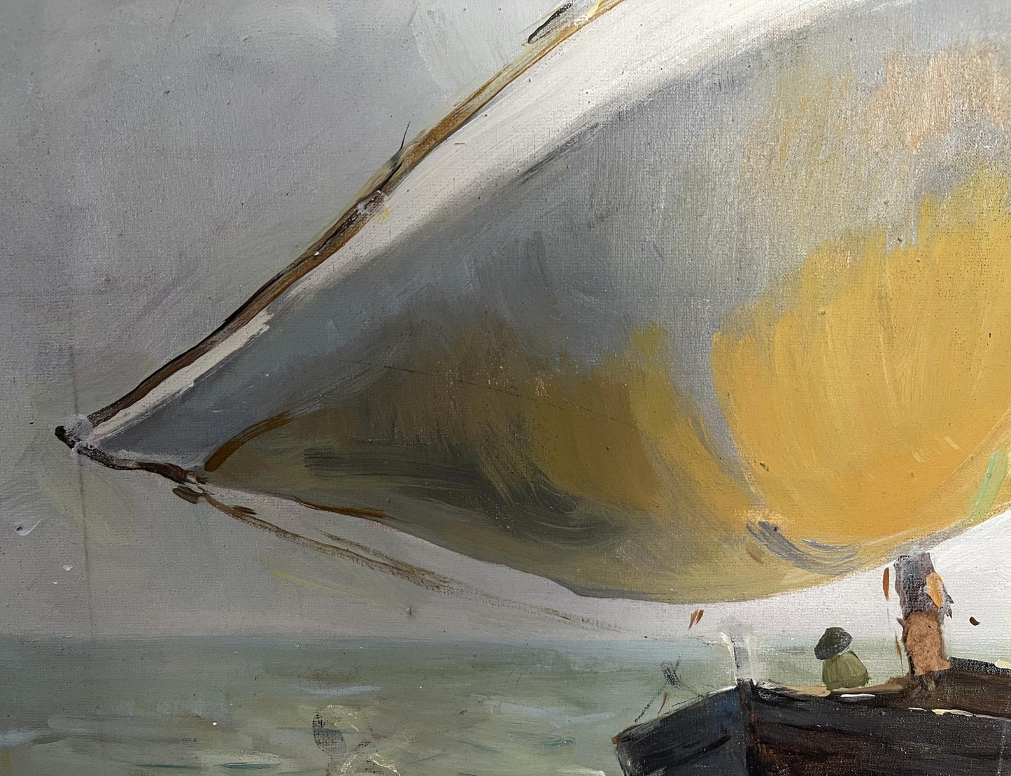 Oil painting Boat boarding Barabash Svyatoslav Sergeevich