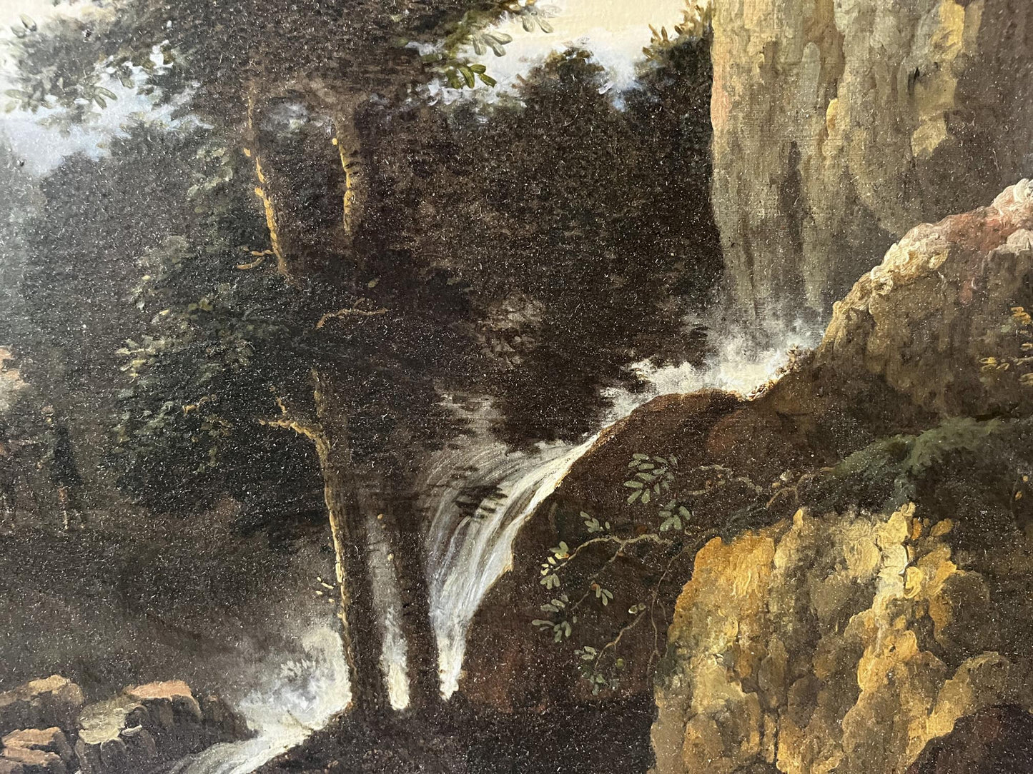 Oil painting Mountain waterfall European artist