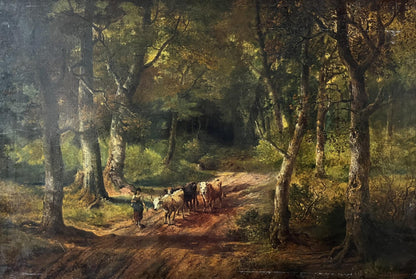 Oil painting A walk through a dense forest European artist