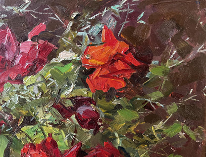 Oil painting Red roses Kompaniets-Kianchenko Nadezhda Dmitrievna