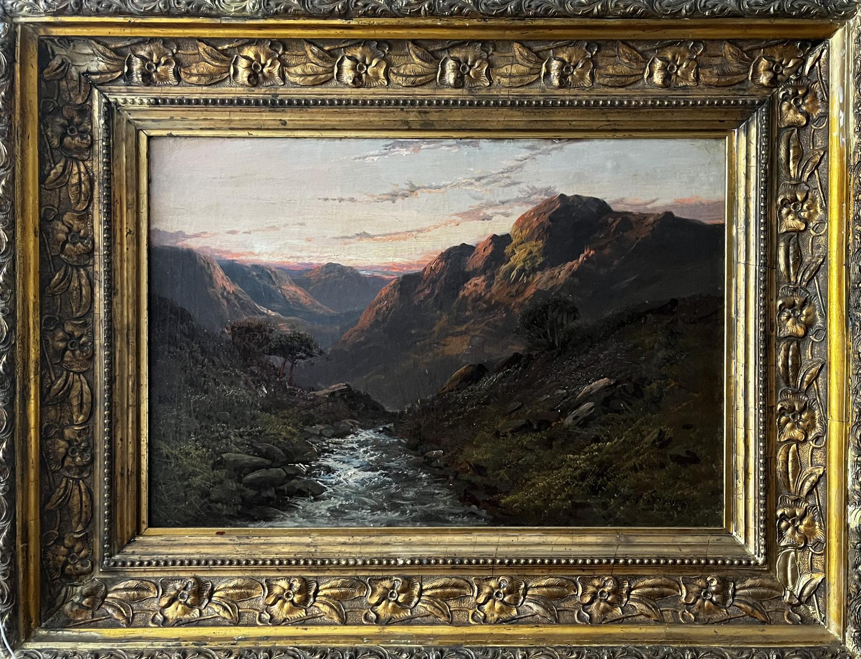 Oil painting Mountain Creek European artist