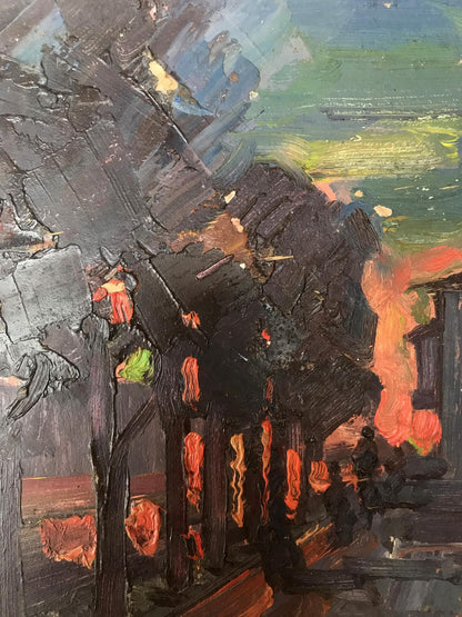 Oil painting Evening city Peter Dobrev