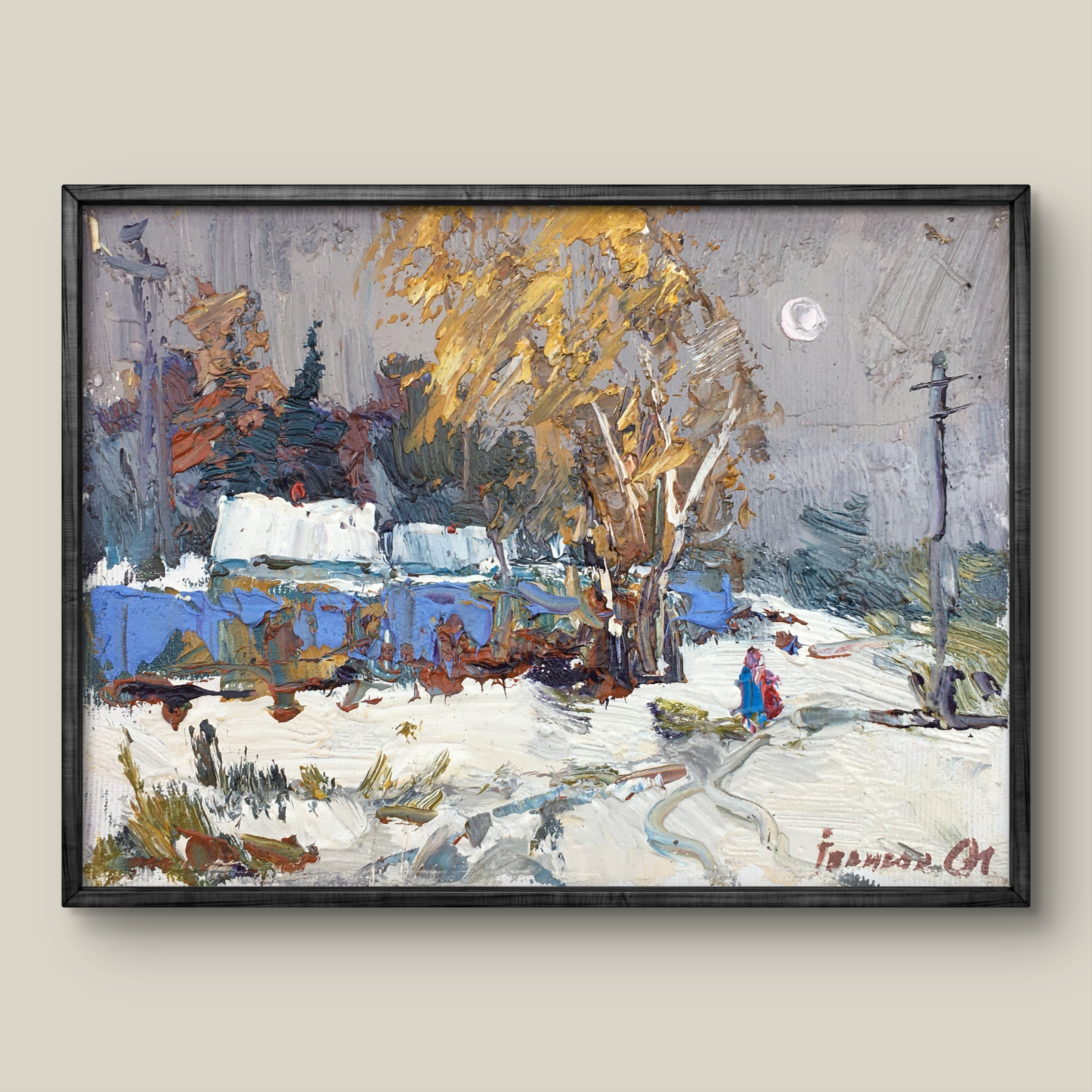 Oil painting Street in the snow Ivanyuk Alex