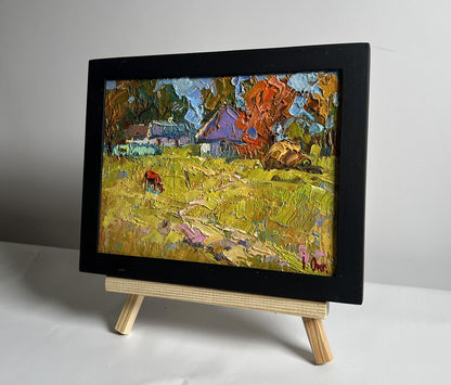 Oil painting Autumn has come to the village Oksana Ivanyuk