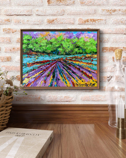 Oil painting Sunny field near the forest V. Zadorozhnya