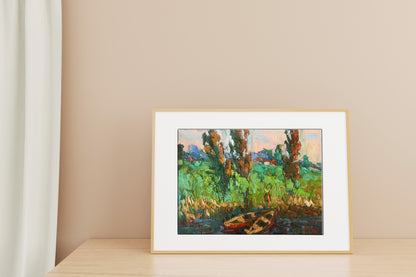 Oksana Ivanyuk's oil painting portrays the scene "Backwater"