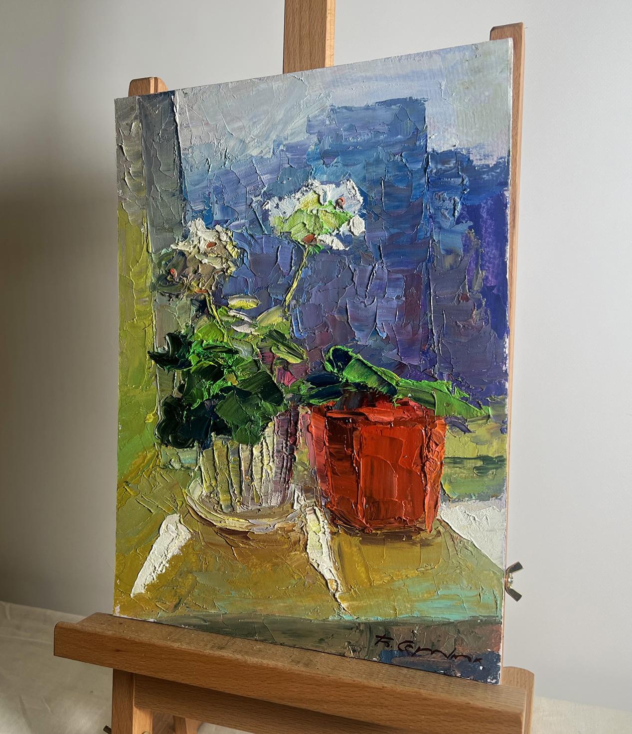 Oil painting Flowers on the windowsill Boris Serdyuk