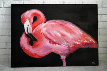 Oil painting Pink flamingo Victoria Kagalovska