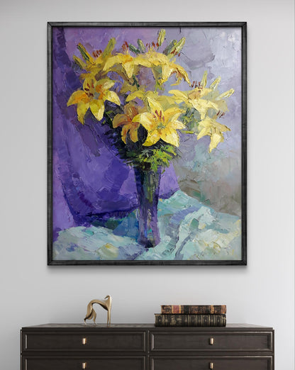 Oil painting Yellow lilies Boris Serdyuk