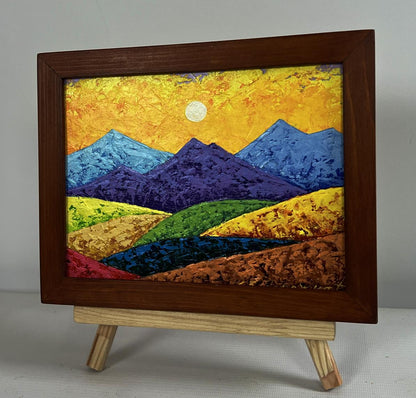 Oil painting Sunset is like fire in the mountains V. Zadorozhnya