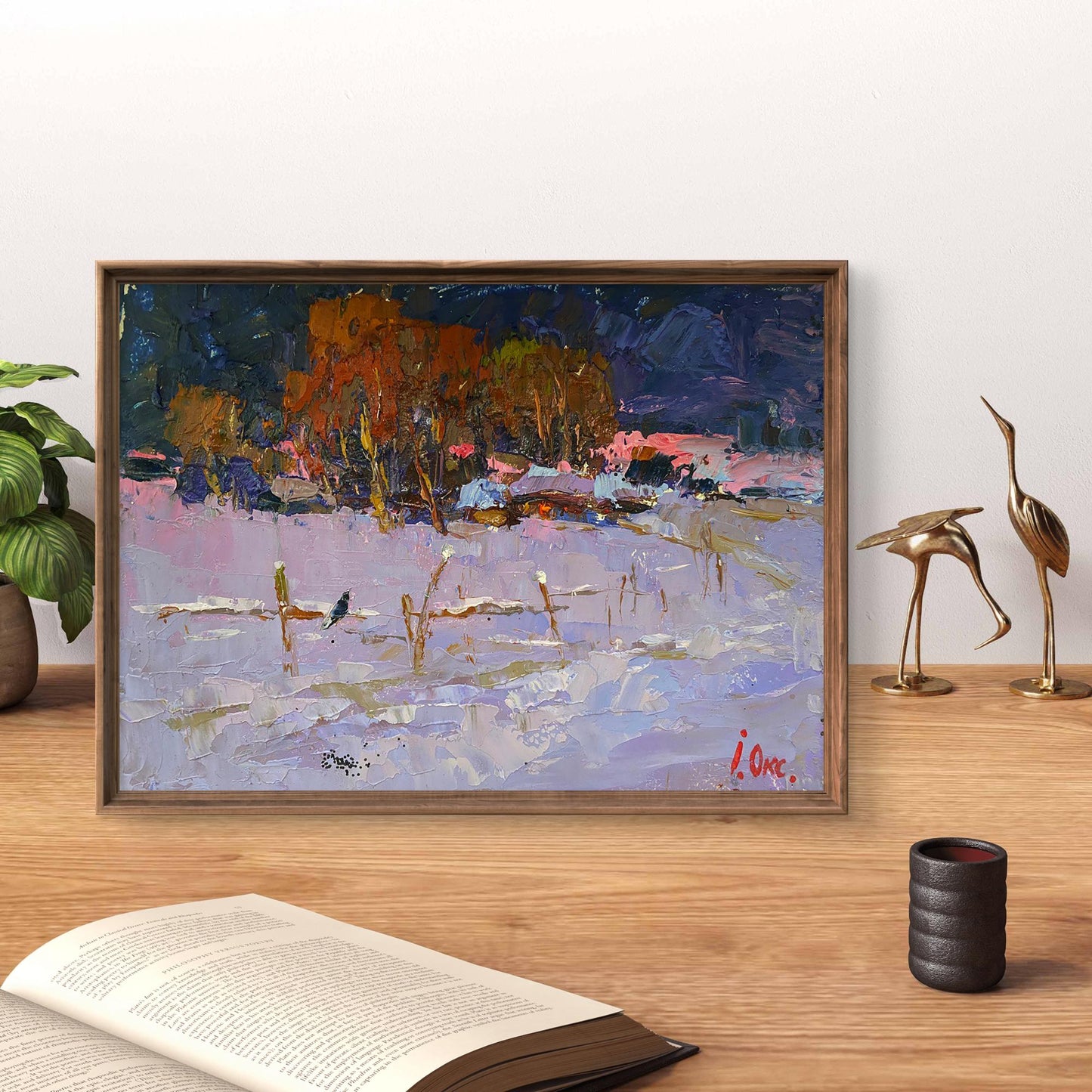 Oil painting Winter evening Oksana Ivanyuk