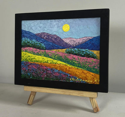 Oil painting Spending time in the mountain fields V. Zadorozhnya