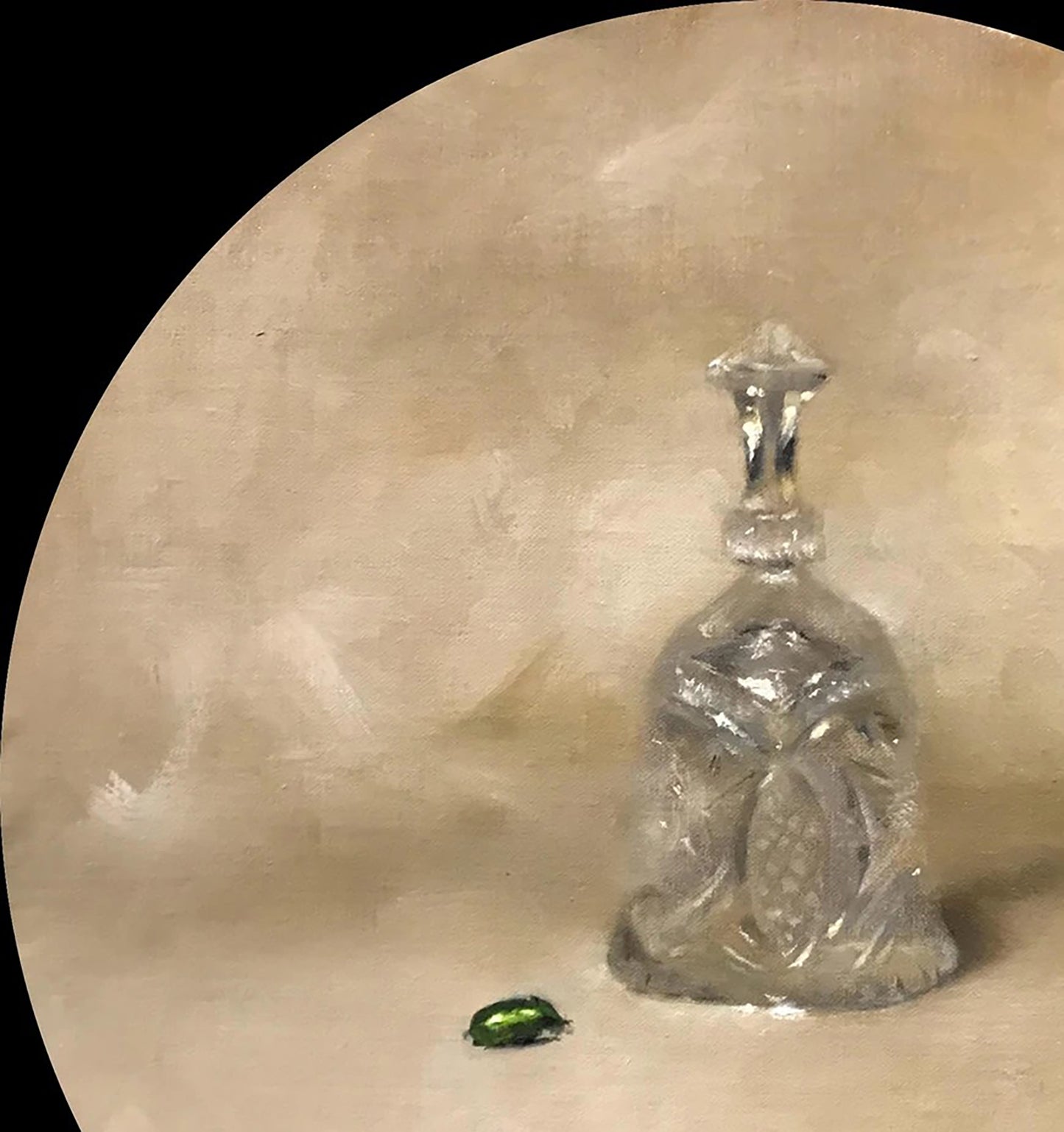 Oil painting A jewel beetle on the table Annam Butt