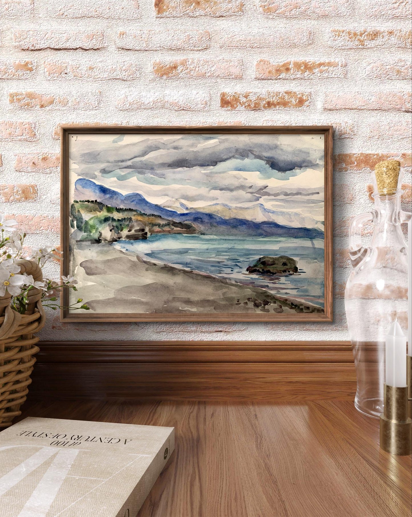 Watercolor painting Covered with clouds Unknown artist